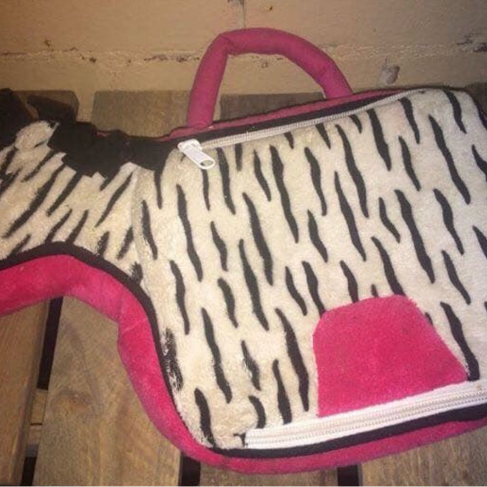 Zebra Print kids lunch Bag with Pink Accents